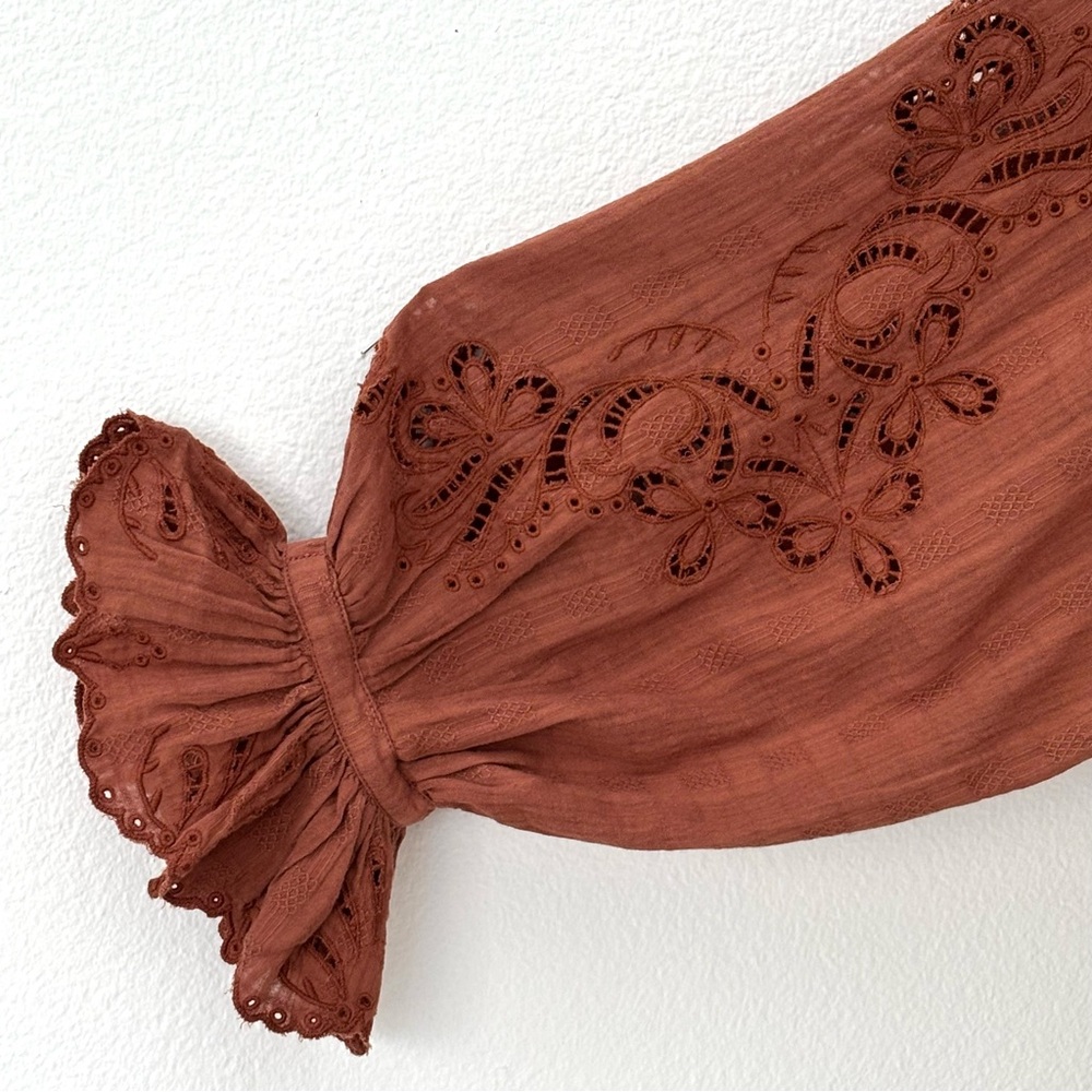 Anthropologie Pilcro Bubble Blouse NWT Rust Cotton Long-Sleeve Victorian XL - Picture 5 of 12